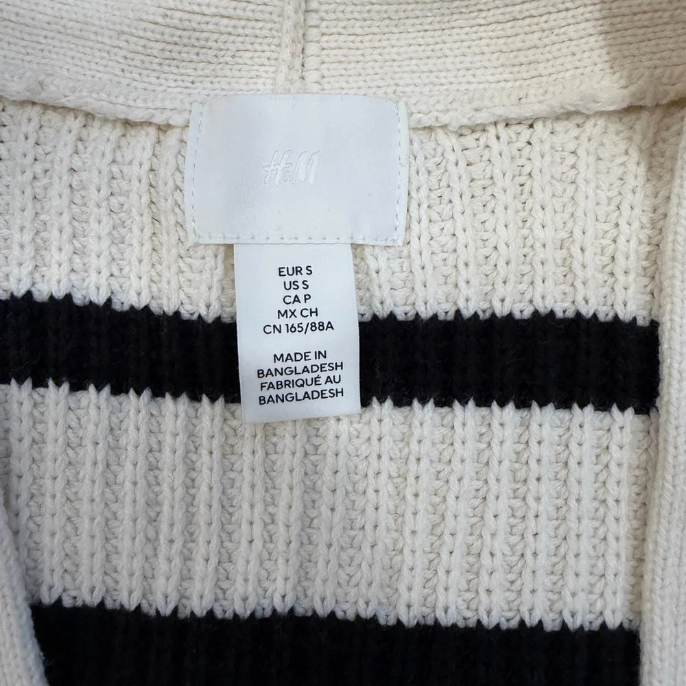 H&M Black and Cream Striped Cardigan
