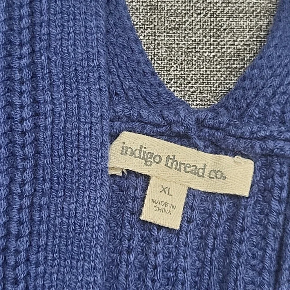 Womens Open Front Cardigan X-Large Size Navy Blue Long Sleeves Sweater