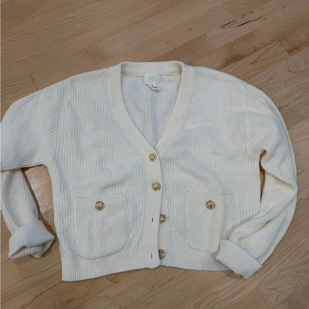 H&M Cream Button-Up Cardigan