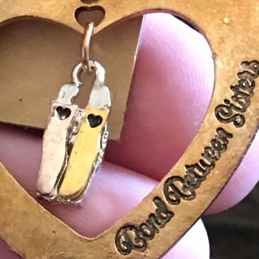 Vintage repurpose aged gold heart drop earrings