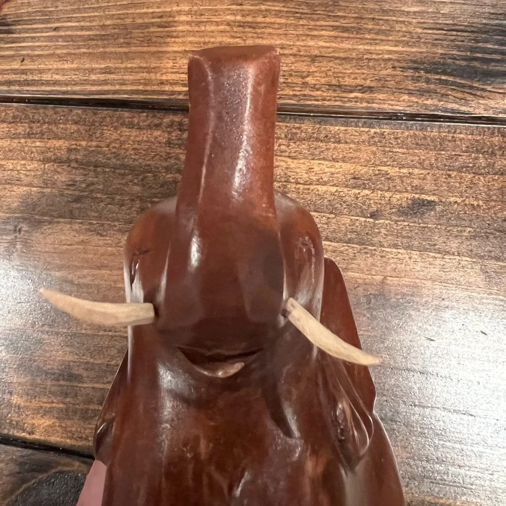 Handcrafted Carved Wooden Elephant Figurine, Bahamas, Travel, Souvenir, GUC