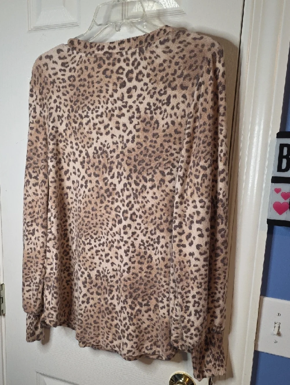 Buffalo David Bitton Leopard Print V-Neck Sweater Brown Tan XL