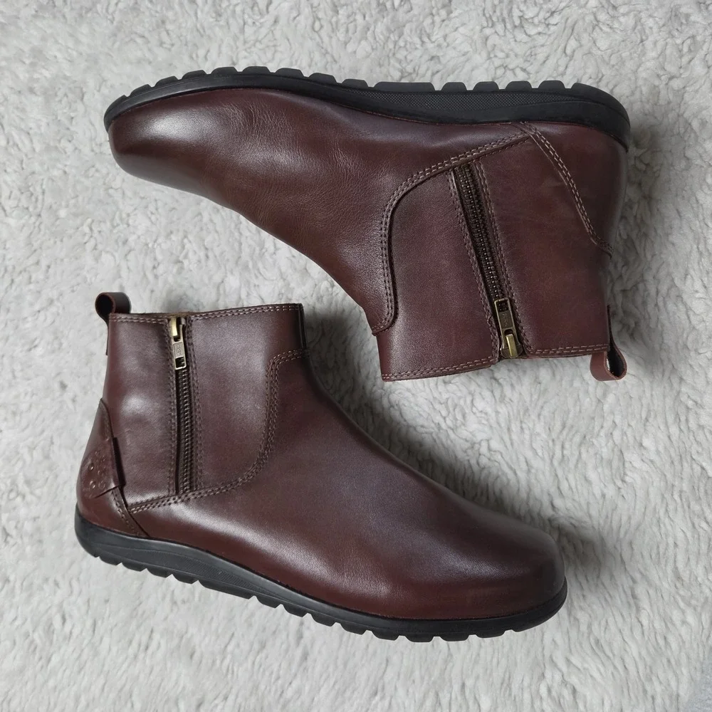 Taos Select Leather Ankle Boots Size 9.5 W Whiskey Brown Comfort Bootie
