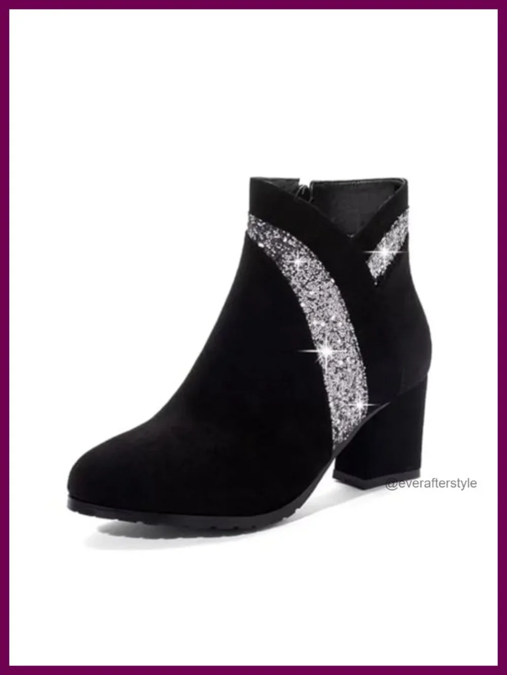 Faux Suede Chunky Heel Ankle Booties Side Zipper Block Heel Dress Boots