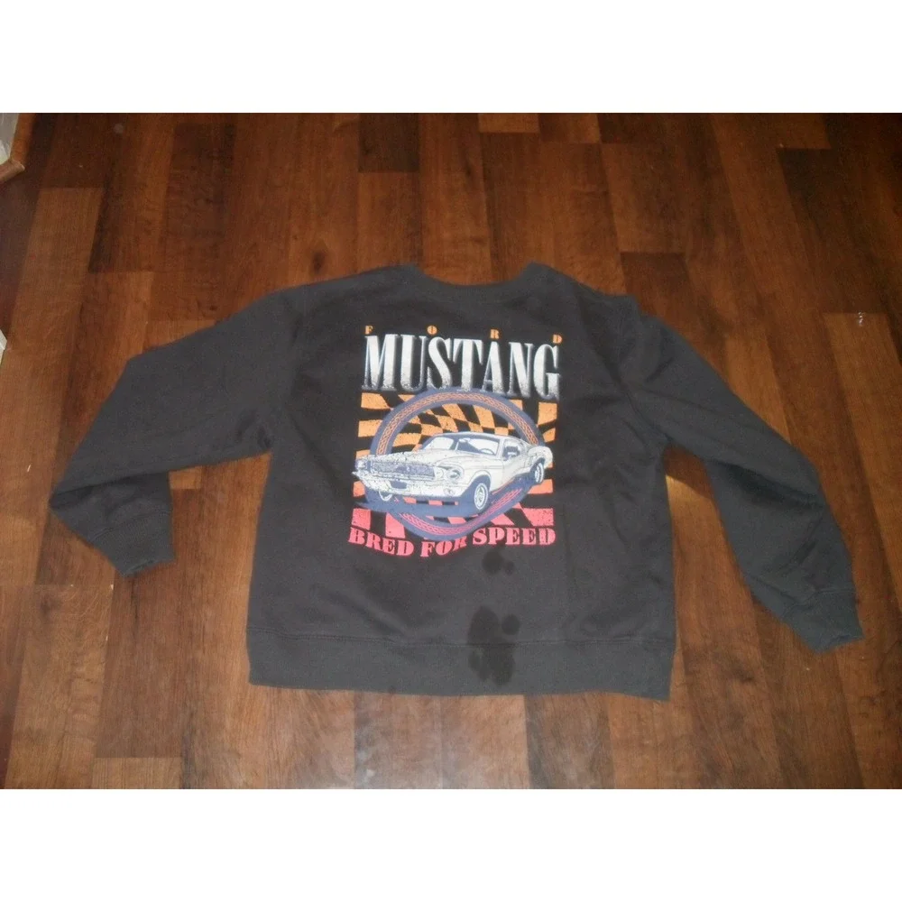 Ford‎ Mustang Bred For Speed Kids Black Graphic Sweatshirt Pullover Large LG