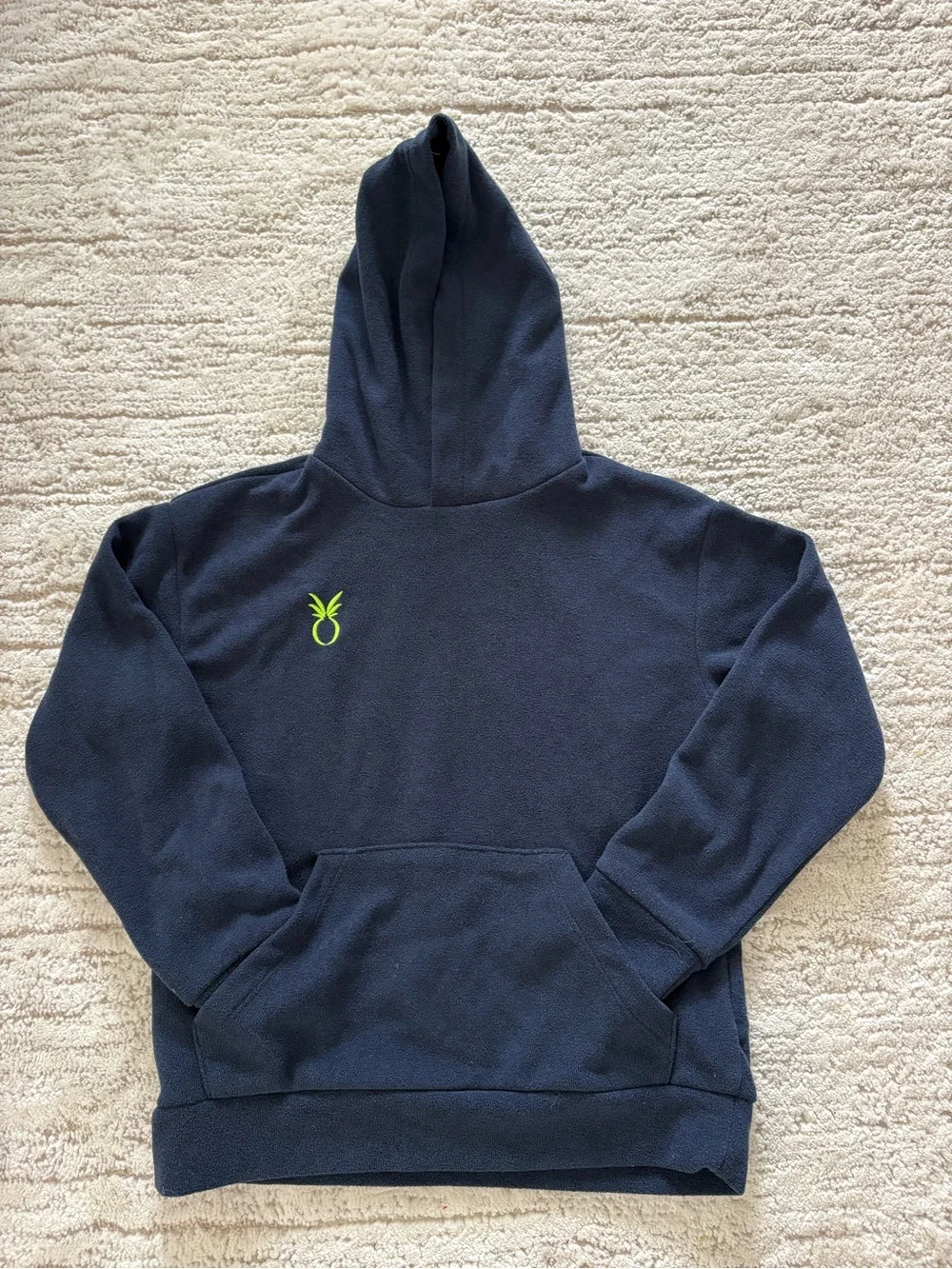 Dudley Stephens navy pullover with white logo label
