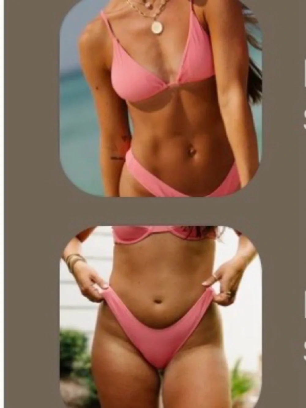 Ribbed Triangle Bikini Set - Coral Pink