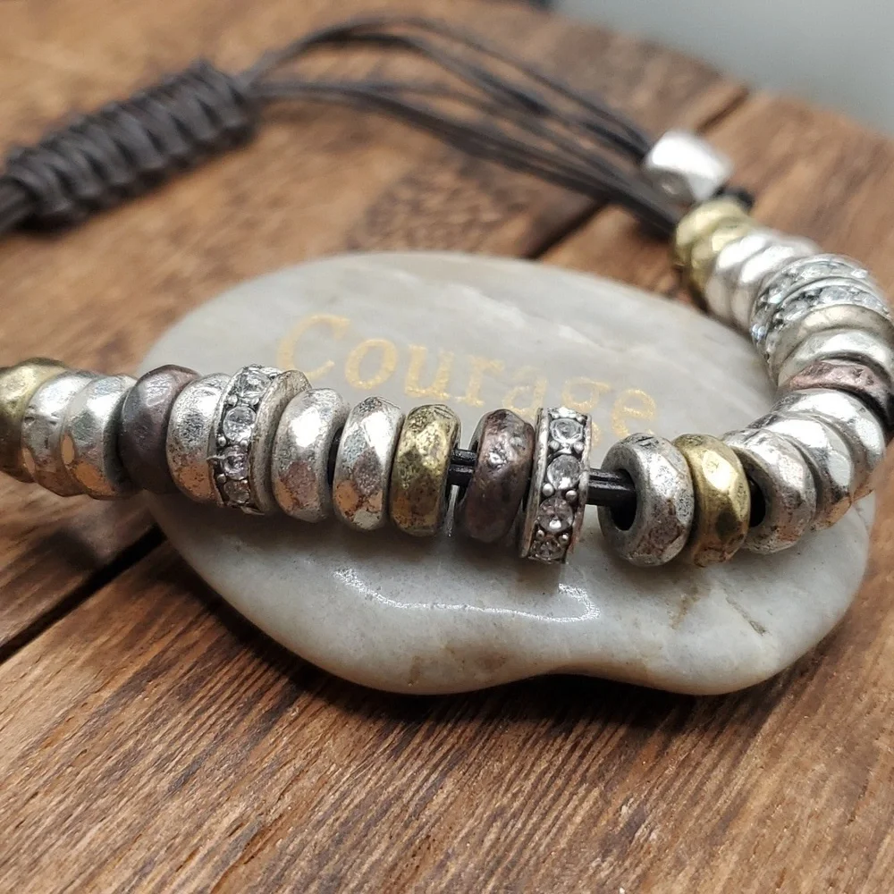 Bronze copper gold mixed‎ metal brutalist caveman bracelet B2602