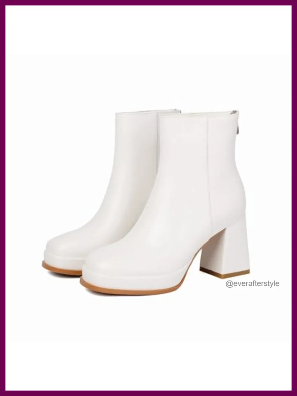 Chunky High Heel Ankle Boots Square Toe Zip Booties