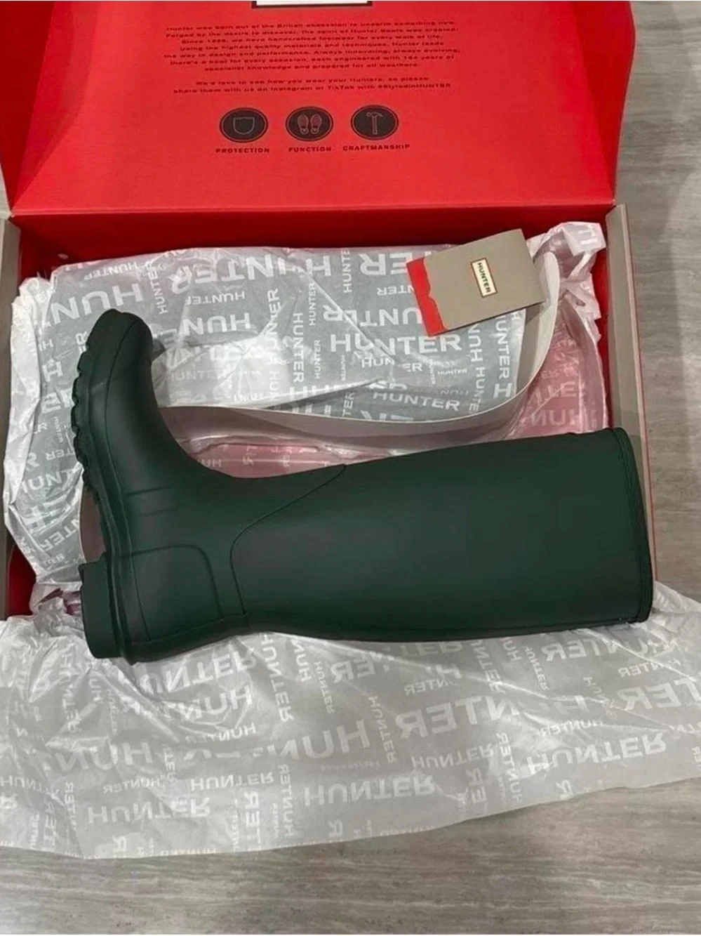 Hunter Matte Forest Green Tall Waterproof Rain Boot