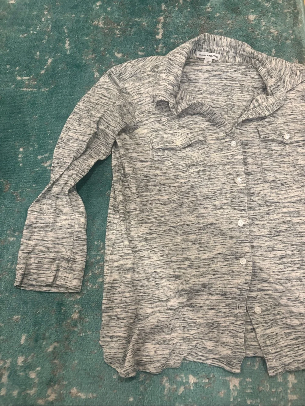 James Perse Button Front Shirt Heathers Space Dye Gray Size 2/ Medium
