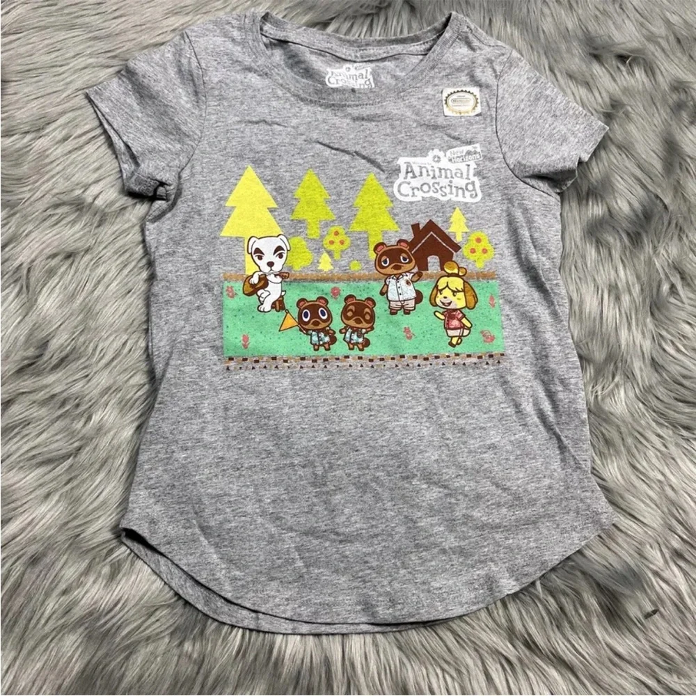 Girls Animal Crossing ACNH Nintendo Gray T Shirt Small 6/6x