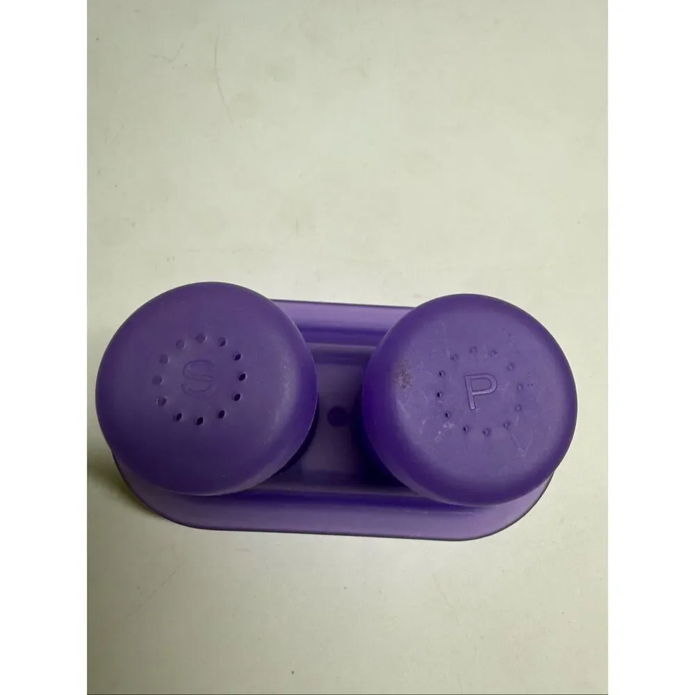 Rare Vintage Purple Salt And Pepper Shaker With Holder