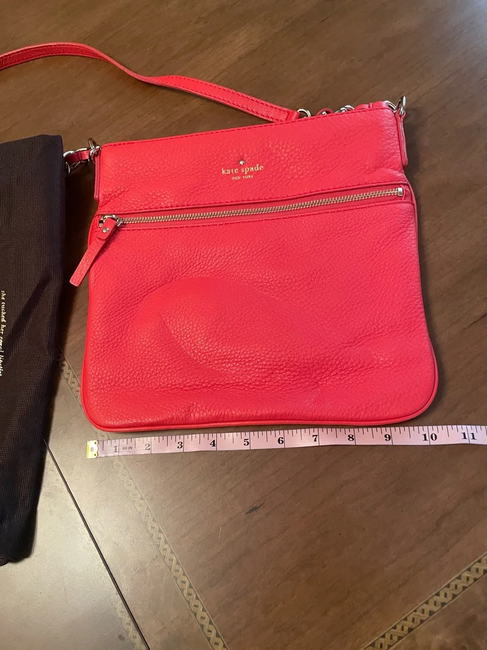 kate spade Red Pebbled Leather Crossbody with Front Zip Pocket
