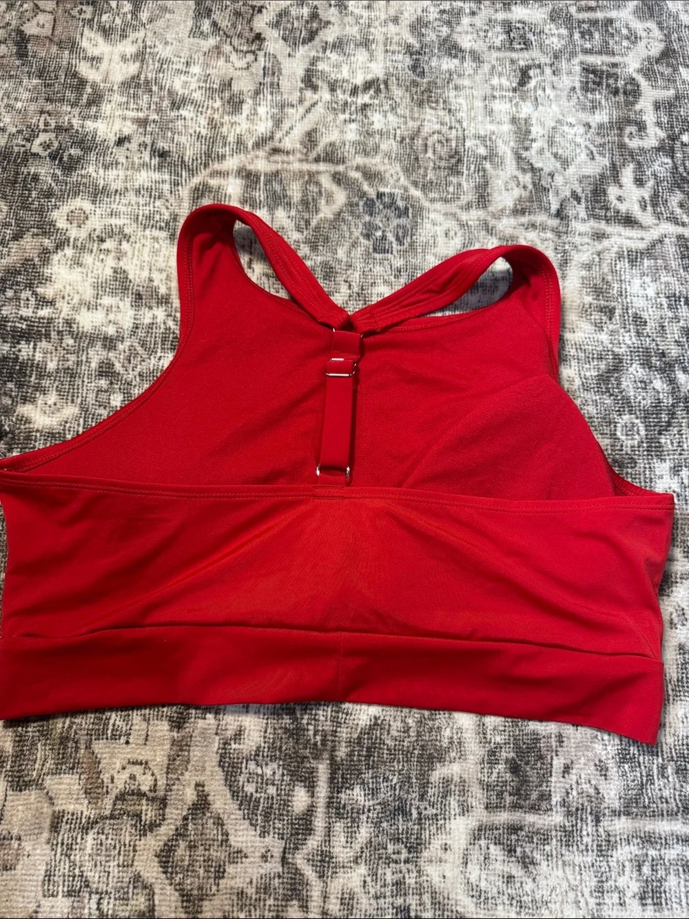 Oasis Red High-Neck Knot Front Sports Bra