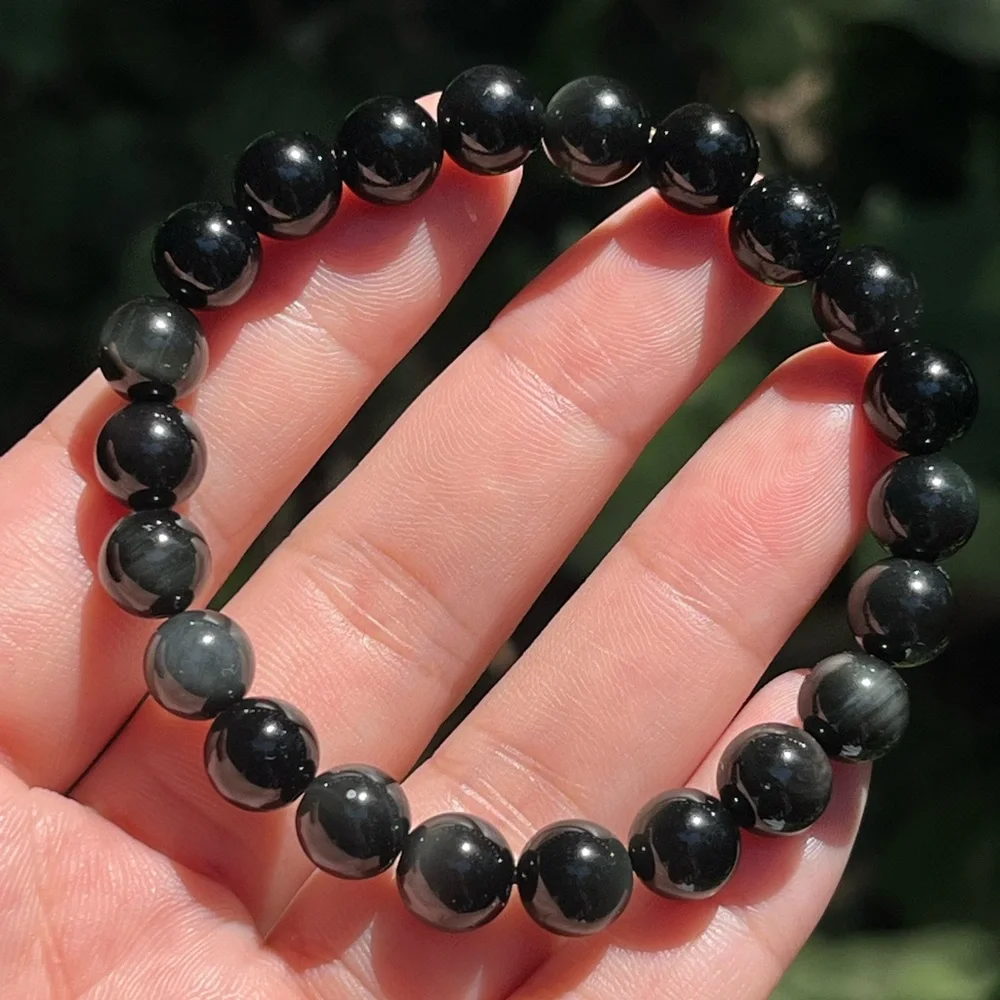 8mm stretchable rainbow‎ obsidian bracelet