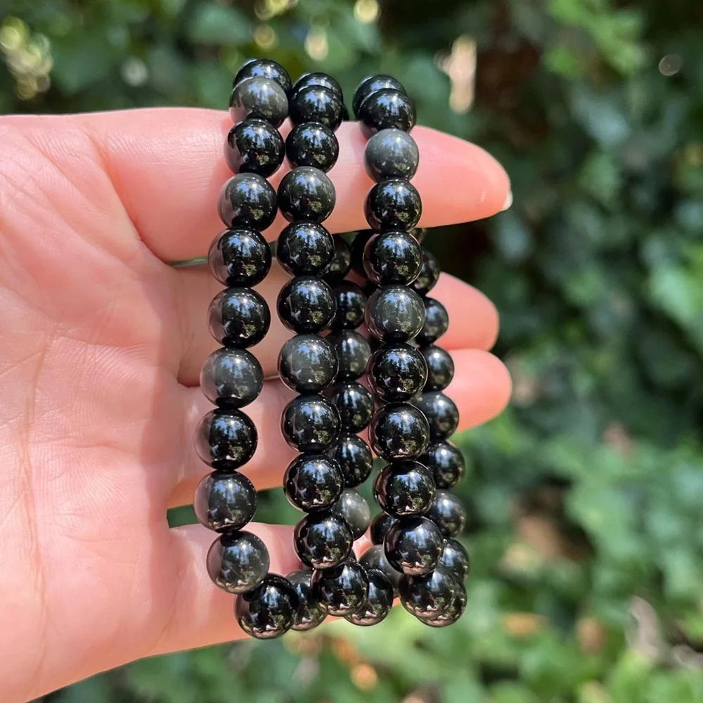 8mm stretchable rainbow‎ obsidian bracelet