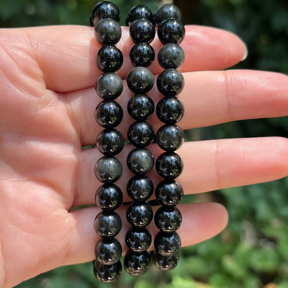 8mm stretchable rainbow‎ obsidian bracelet