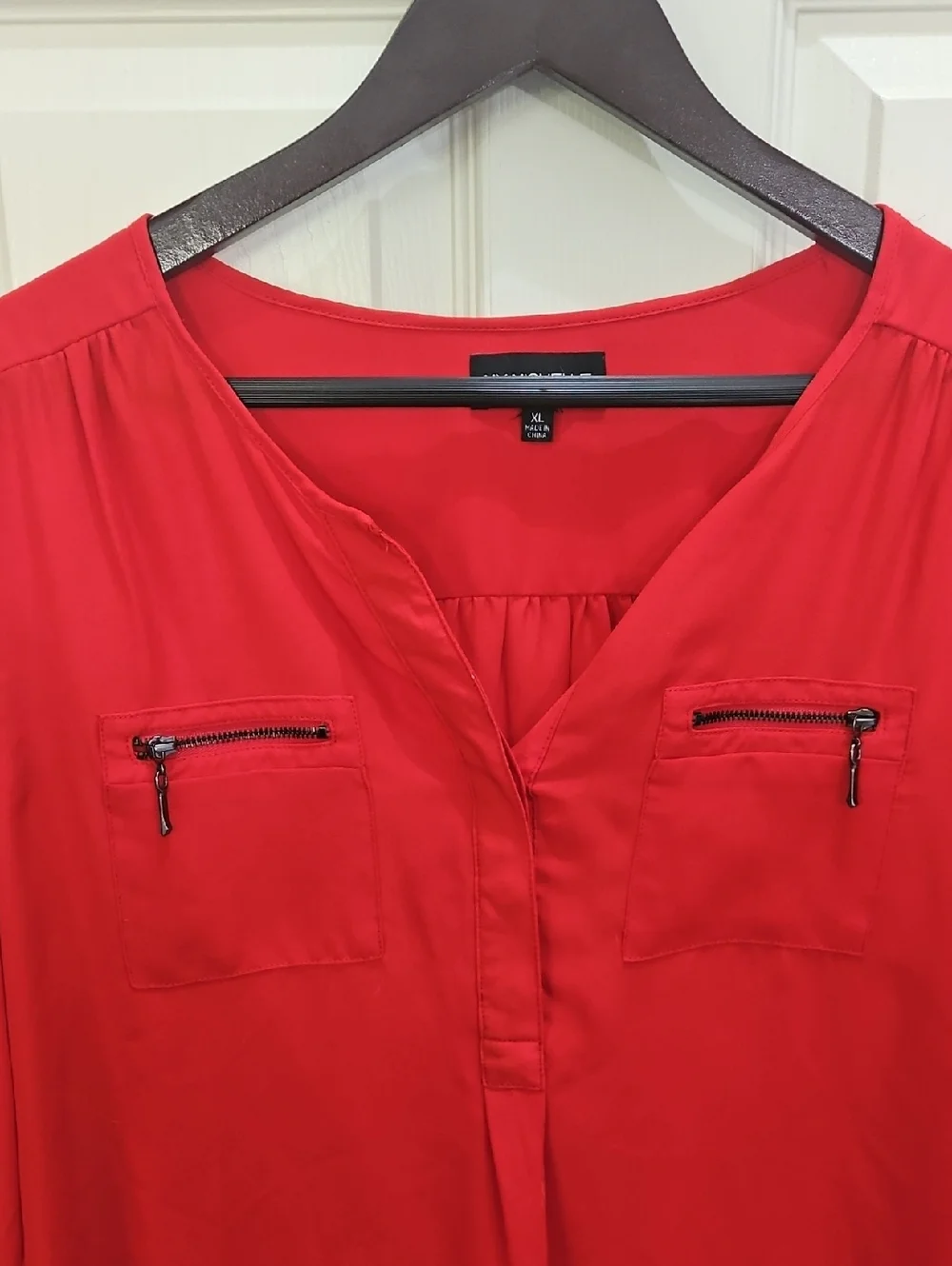 My Michelle Red Hi-Lo Polyester Blouse Sz XL