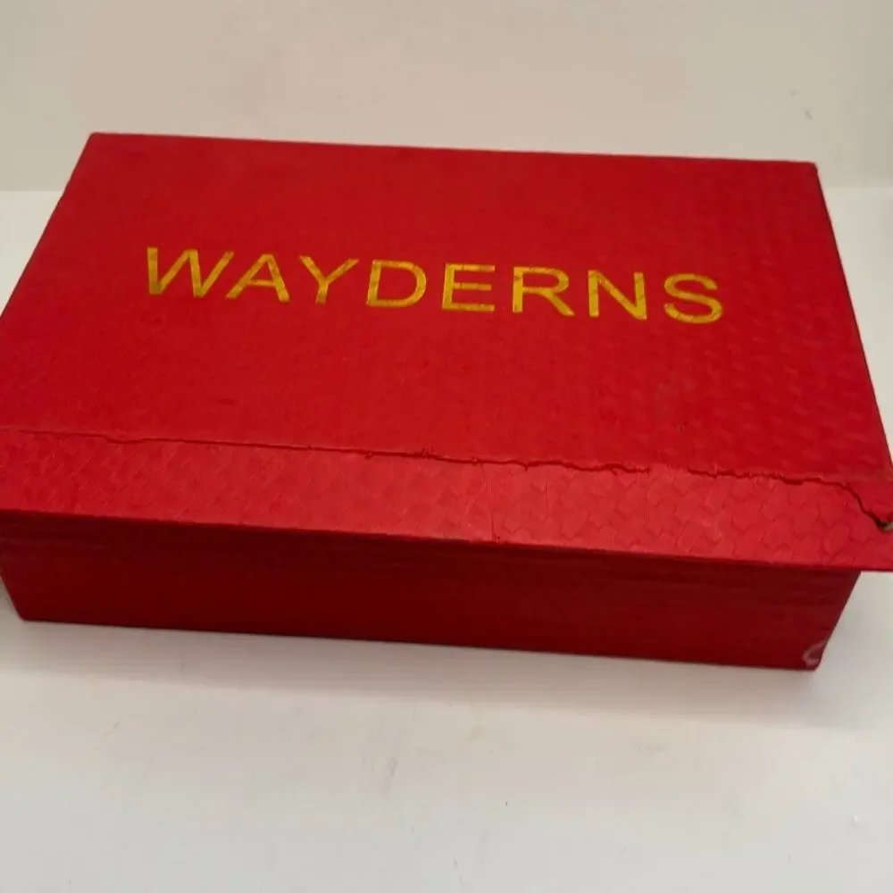 Wayderns Vintage Patent Leather Navy Blue Block Heel Pumps Womens 8.5 NIB