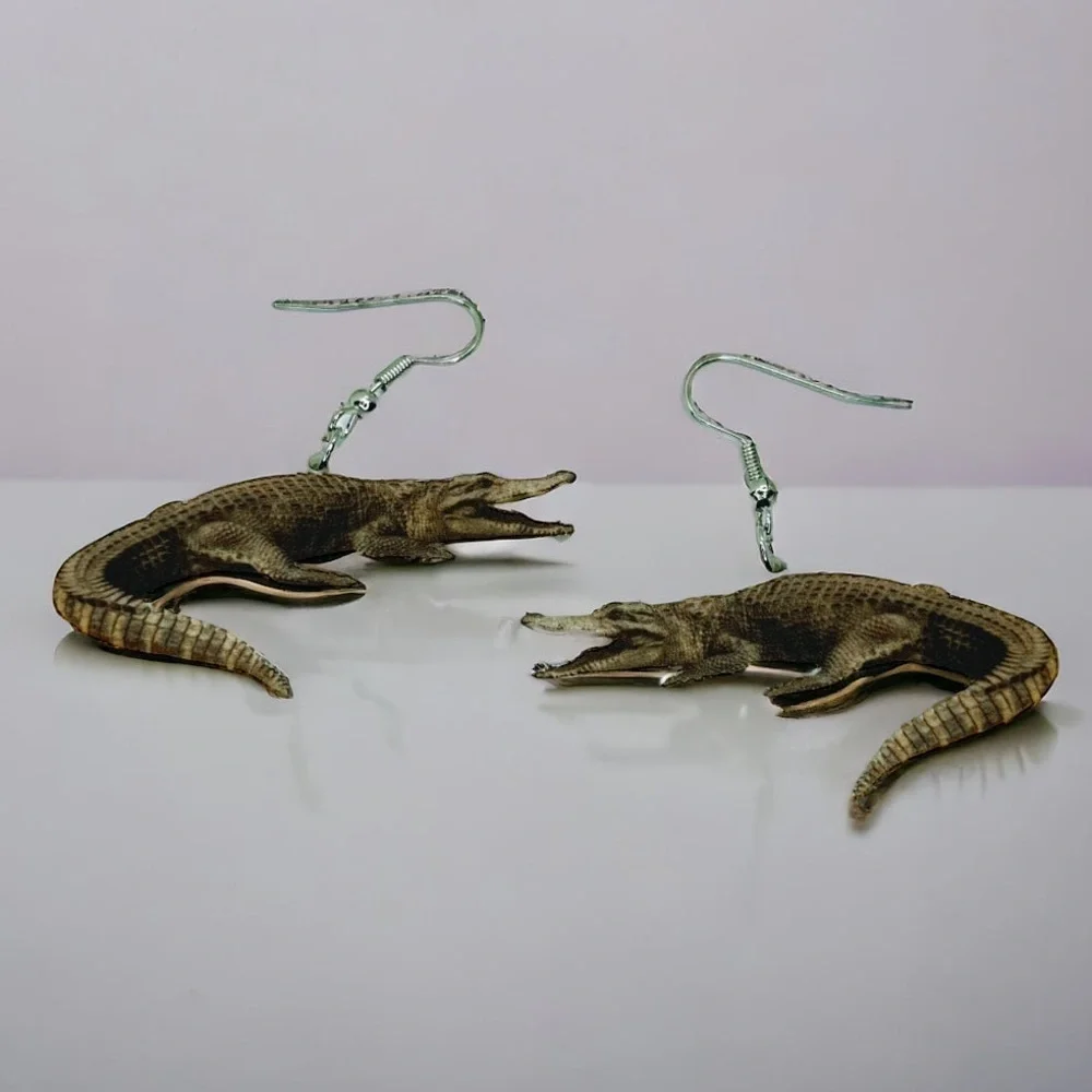 Fierce Alligator Dangle Earrings - Handmade & NWT! 🐊✨ Animal Accessories, Gator