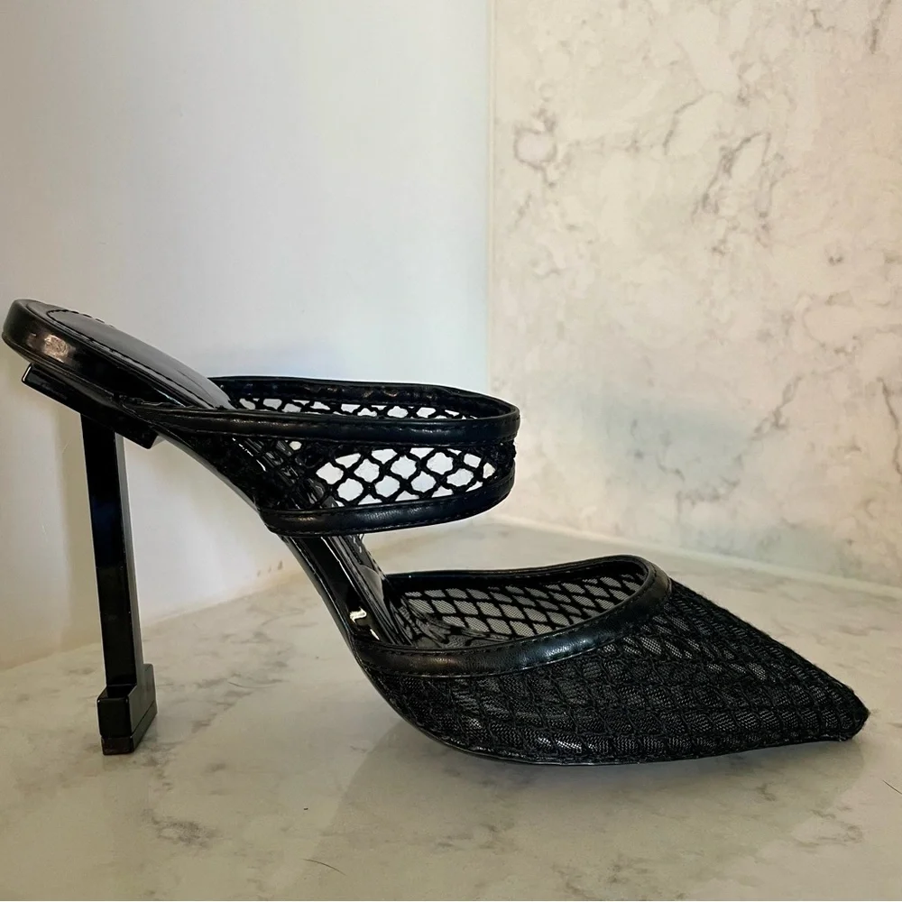 New! Jessica Rich Ysabelle Fishnet Pointed Toe Heels in‎ Black Sz 37 US 6.5