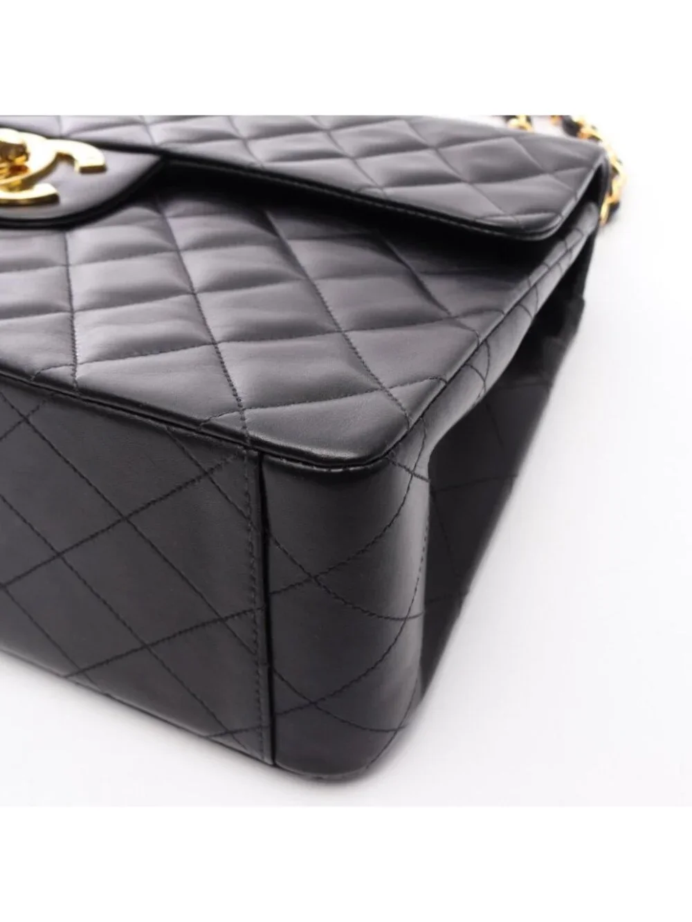 Chanel Shoulder Bag Deca Matelasse 34 Black Lambskin Chain