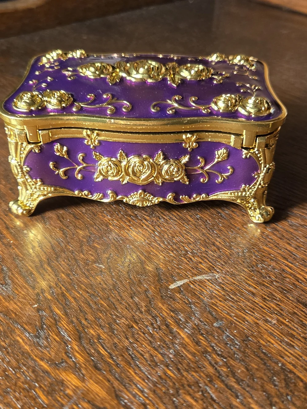 Purple and Gold Ornate Decorative Jewelry Music Box