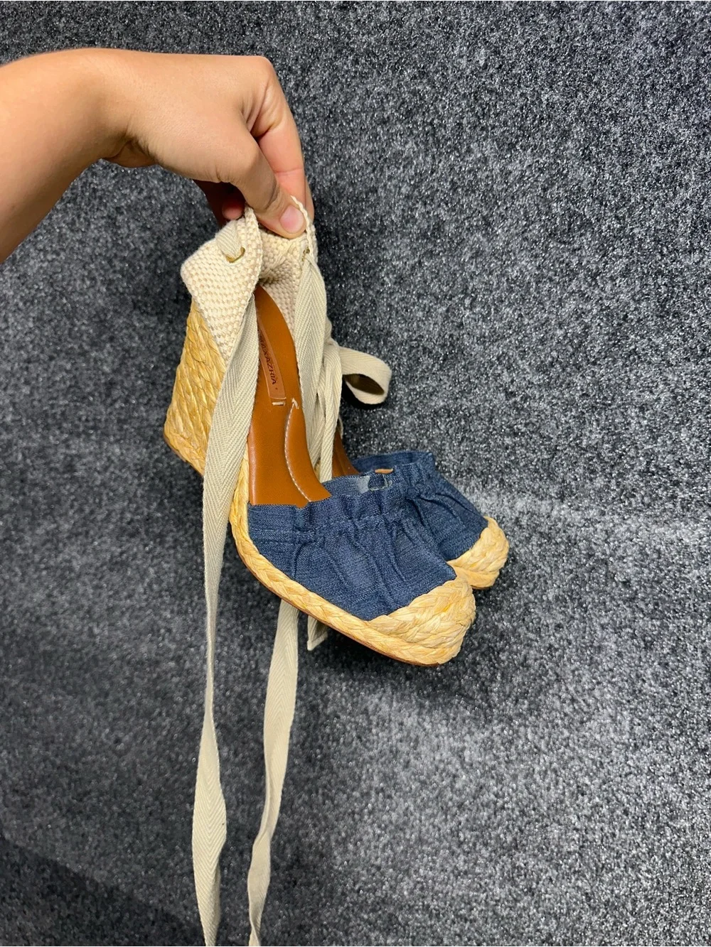Espadrille Heels denim lace up euro summer cottagecore boho ballet wedge