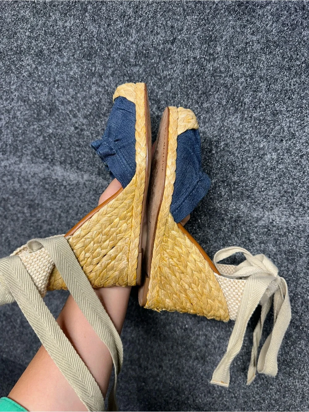 Espadrille Heels denim lace up euro summer cottagecore boho ballet wedge
