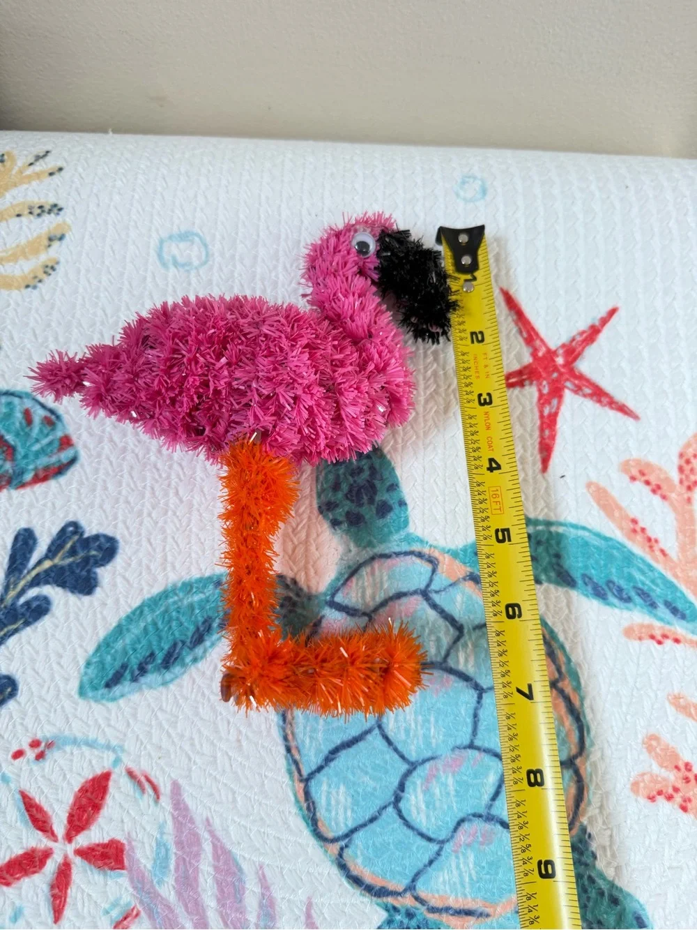 Pink 3D Flamingo Trio - Tinsel Fuzzy Decor Pink, Orange & Black