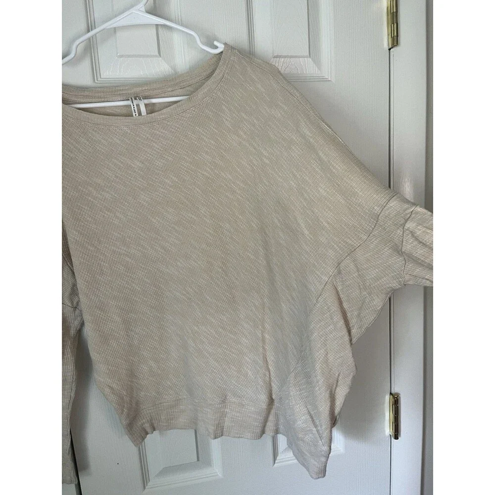 Anthropologie Ribbed Beige Top Women Small