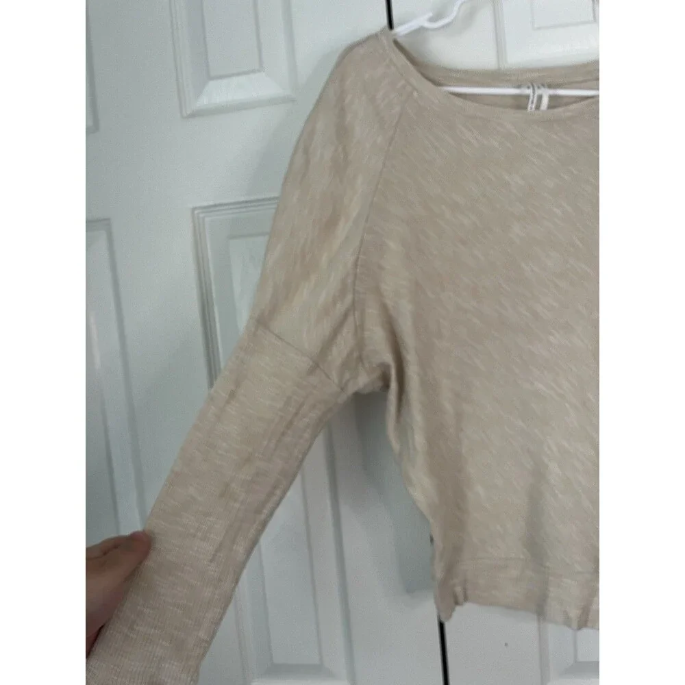 Anthropologie Ribbed Beige Top Women Small