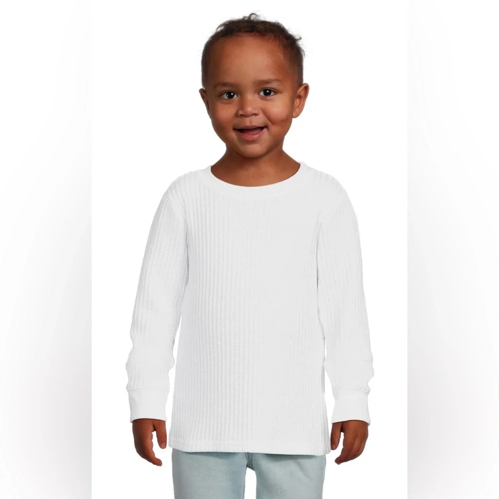 Garanimals Toddler Boy Long Sleeve Waffle Thermal Knit T-Shirt – White – Size 4T