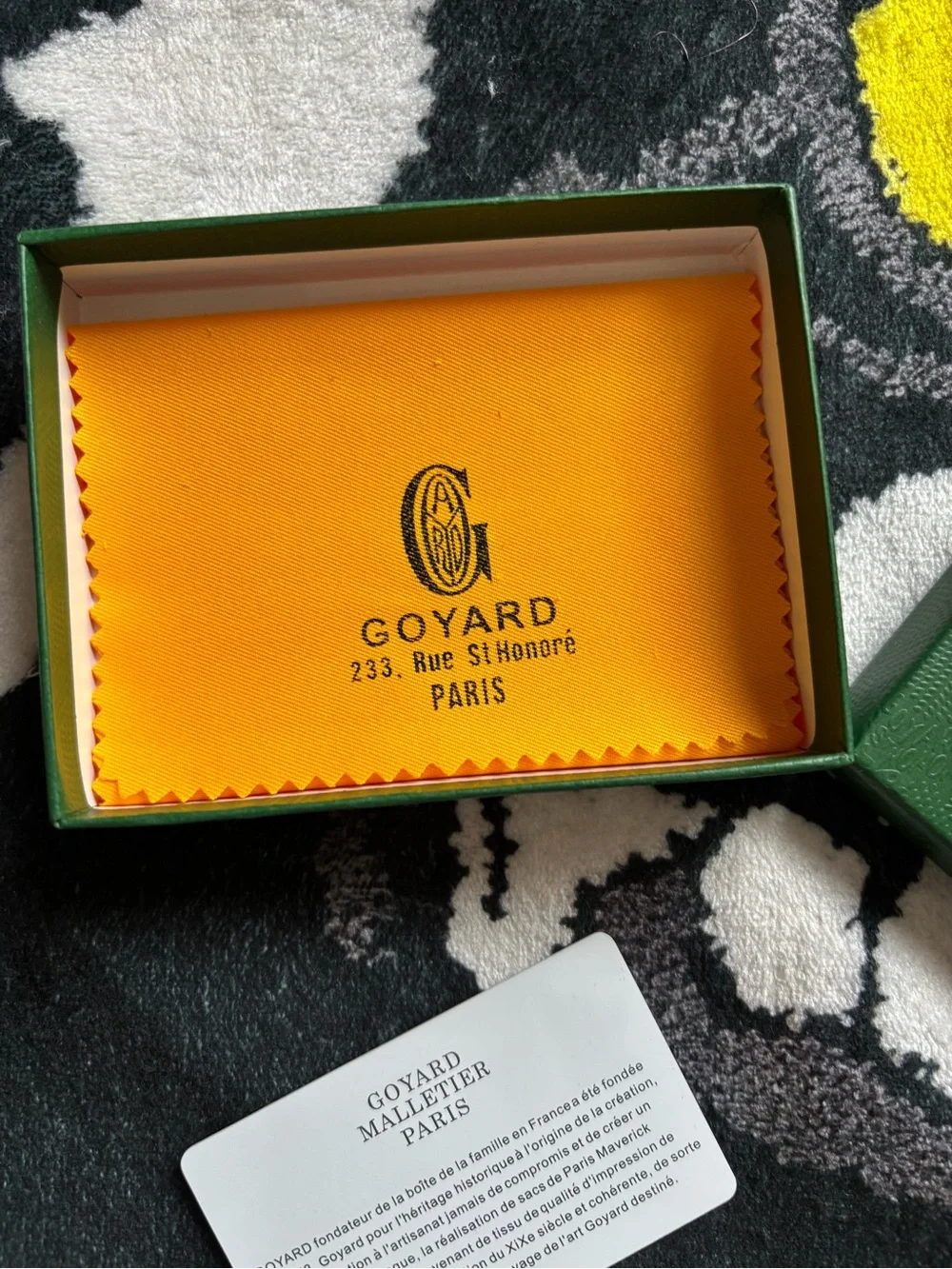 Goyard yellow  Cleaning Cloth with White Logo Card in Green Box