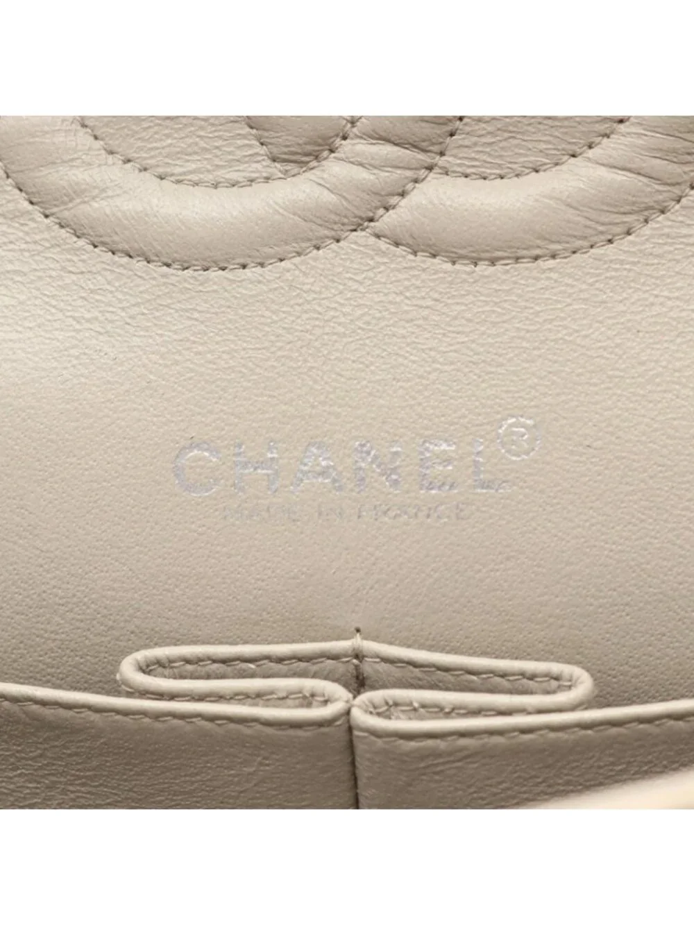 Chanel Shoulder Bag Quilted Double Flap Light Gray Lambskin Chain