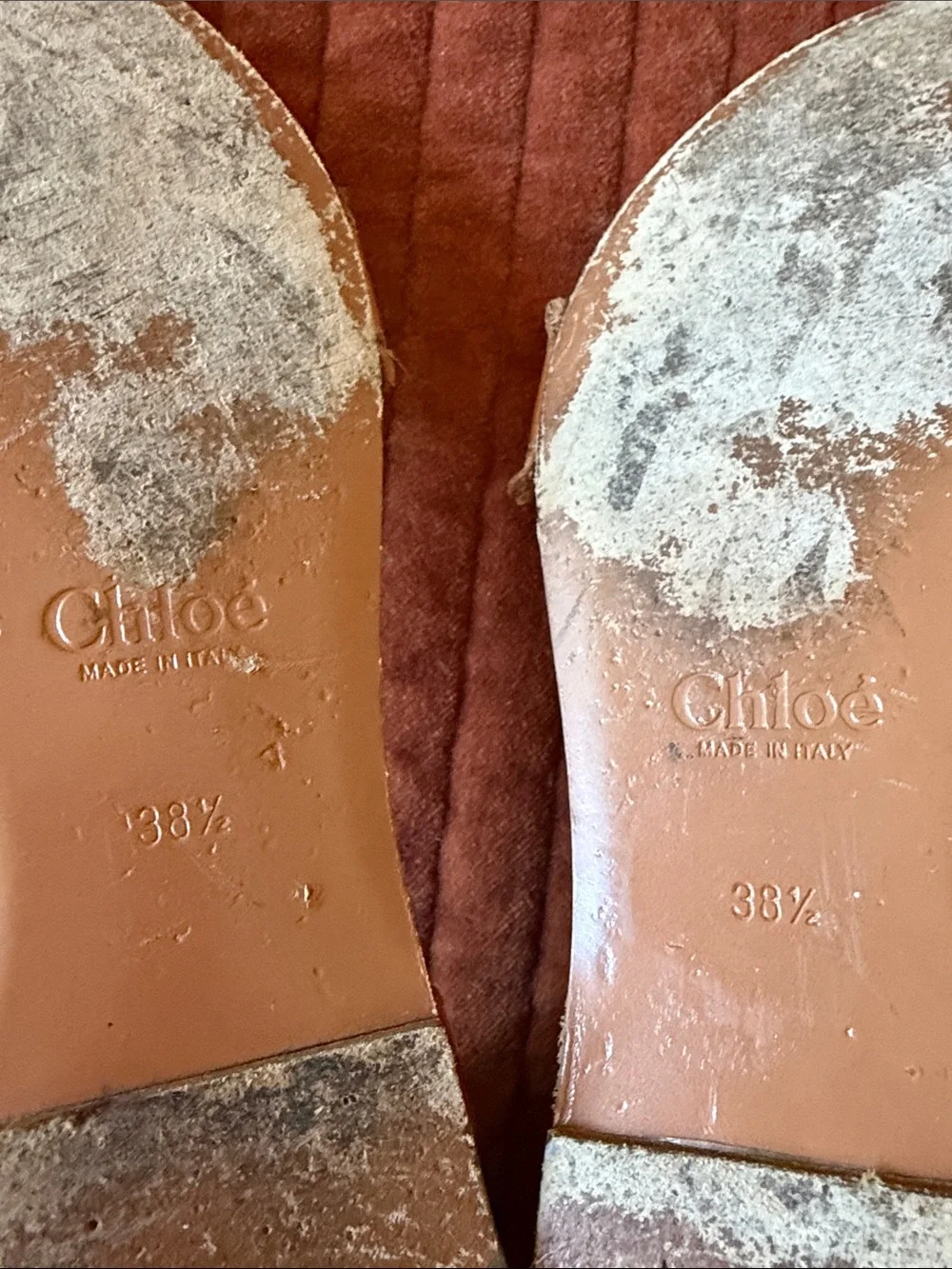CHLOE Women's Brown/Tan Leather Ankle-Strap Sandals
