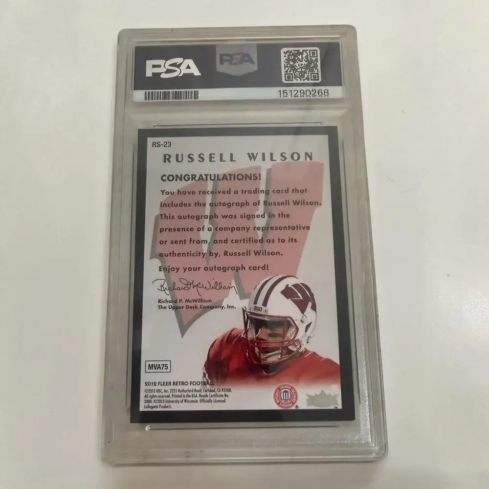 2012 Fleer Retro Rookie Sensations RS-23 Russell Wilson Auto PSA 8