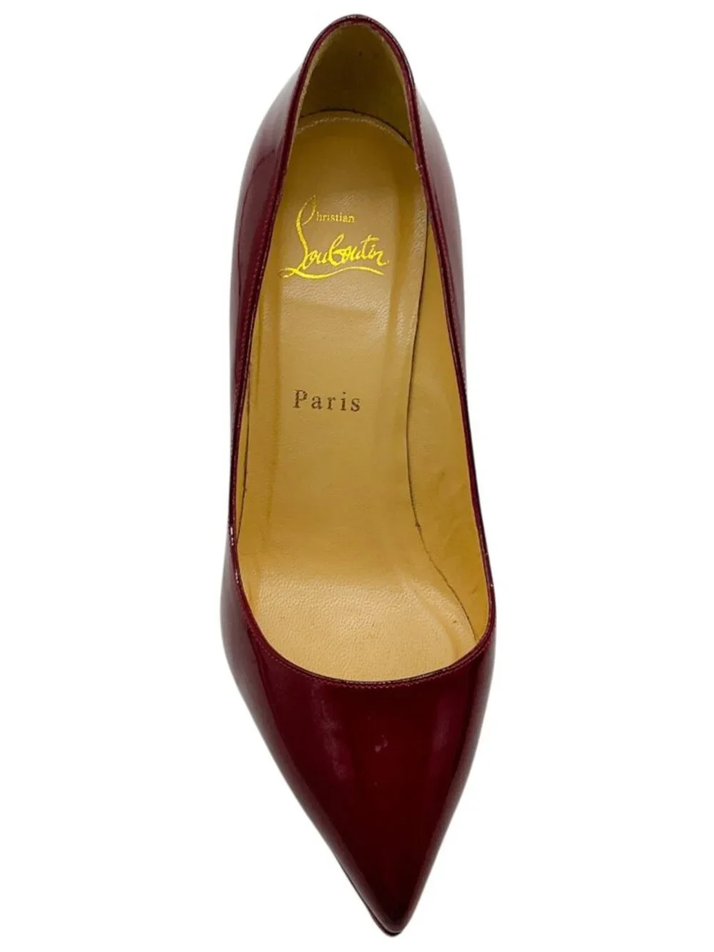 Christian Louboutin Dark Red Patent Leather Pigalle Plato Platform Pumps