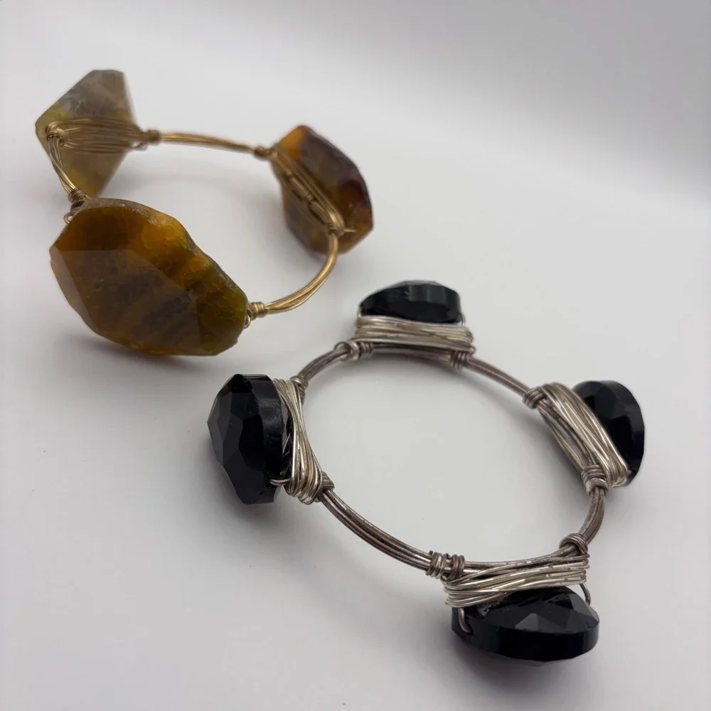 Bourbon and Bowties Wire Wrapped Bangle Bracelet Missing Brand Tags Lot of 2