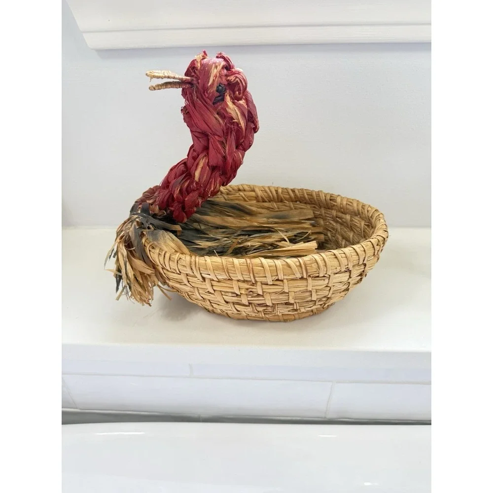 Vintage Rare Egg Holder Italian Hand Woven Collection Basket Made In Italy