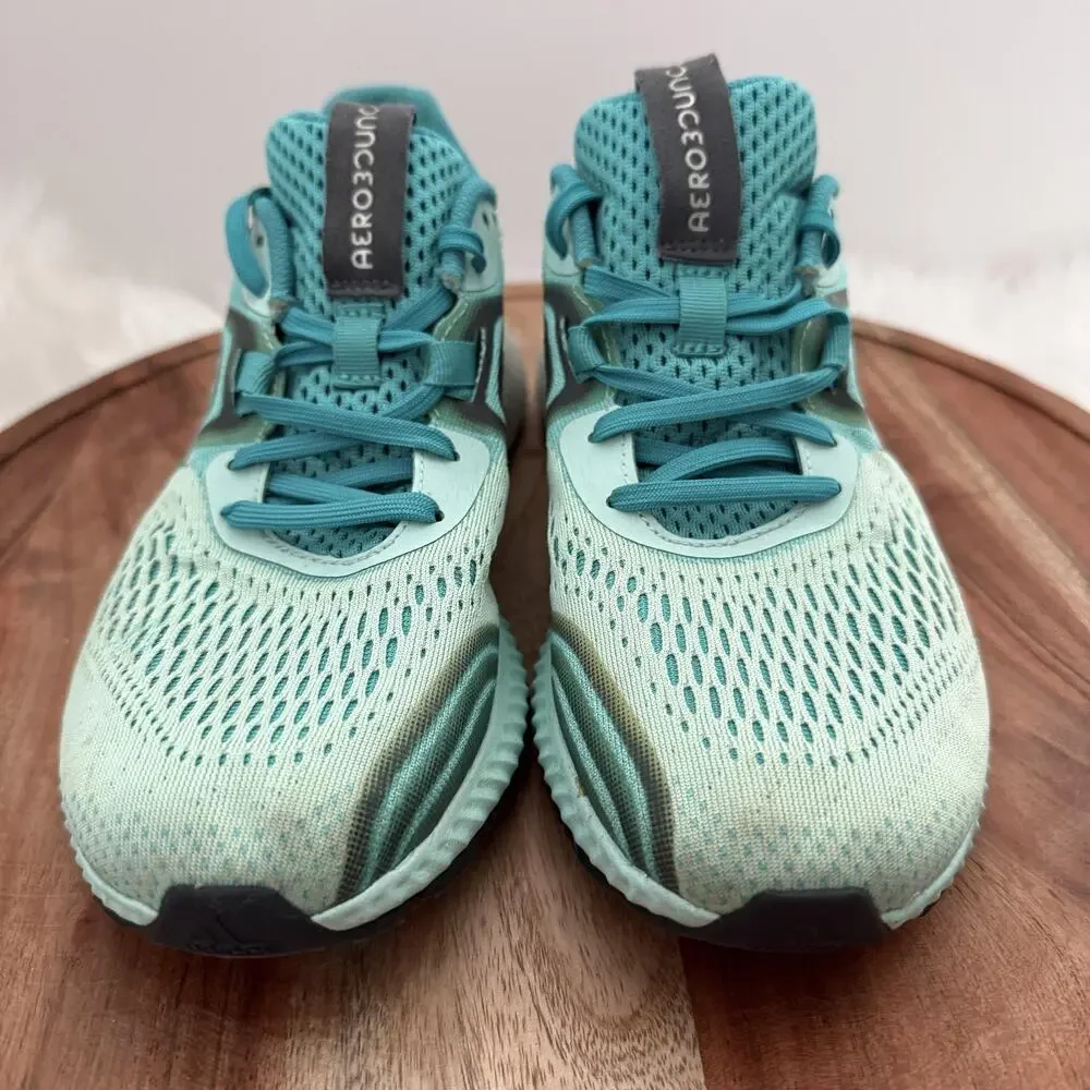 Adidas Aerobounce Shoes Womens‎ Size 8.5 Teal Mint Running Mesh Bounce Sneakers