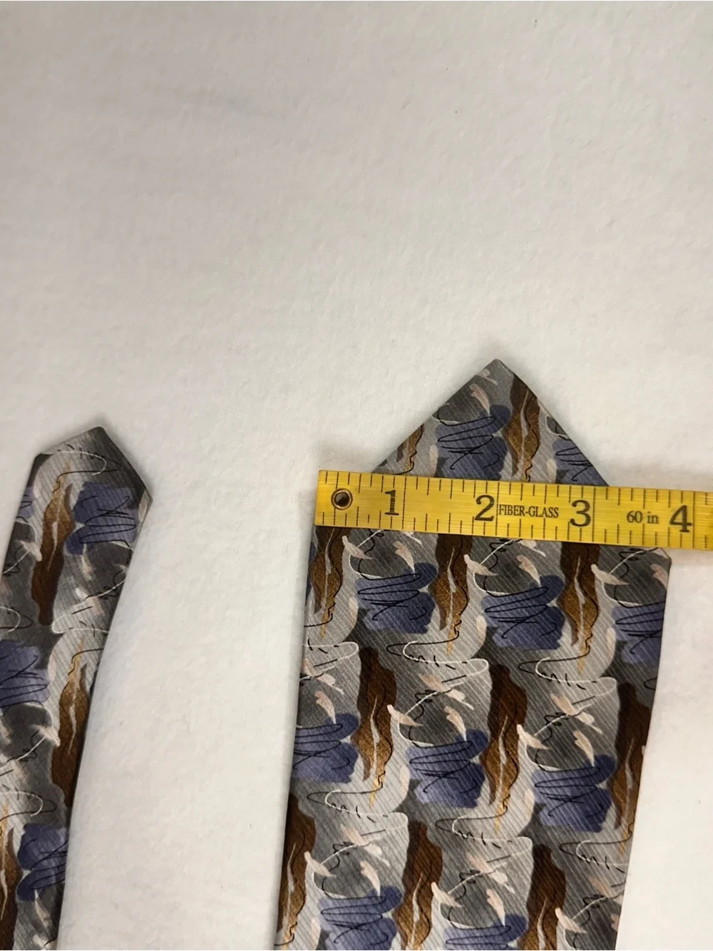 Men's Abstract Pattern Silk Tie in Gray, Blue & Brown