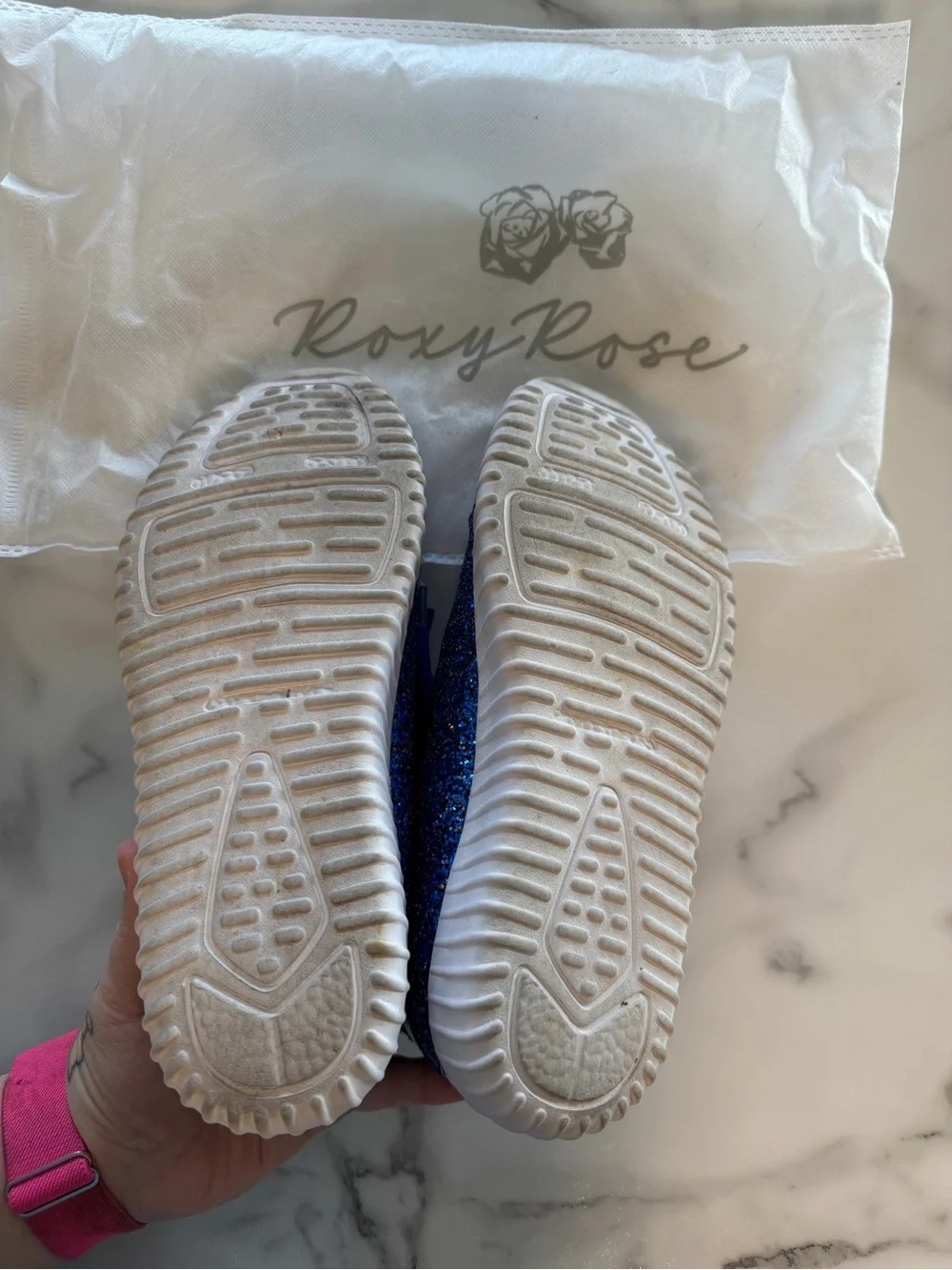 RoxyRose Blue Glitter Lace-Up Sneakers