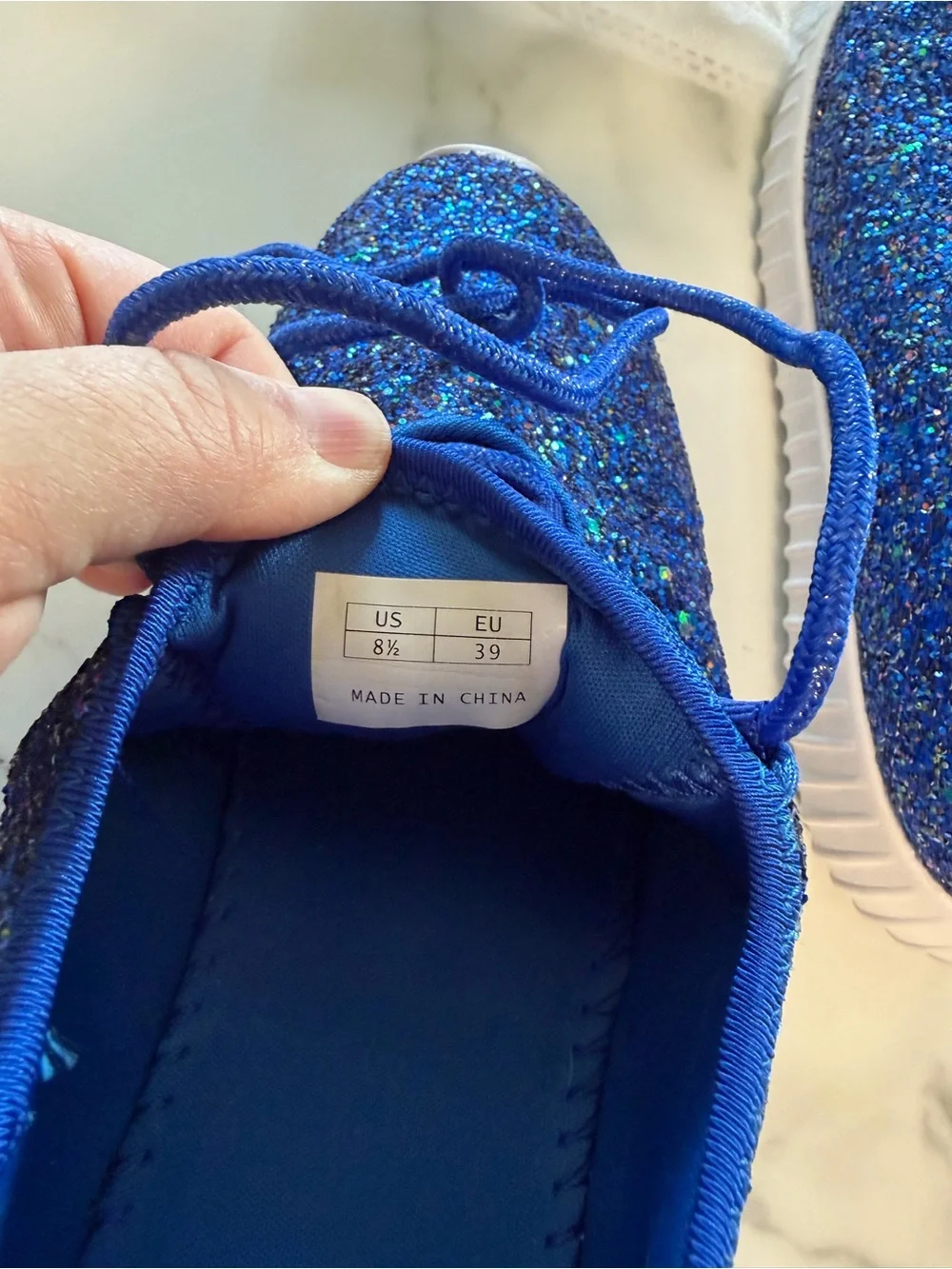 RoxyRose Blue Glitter Lace-Up Sneakers