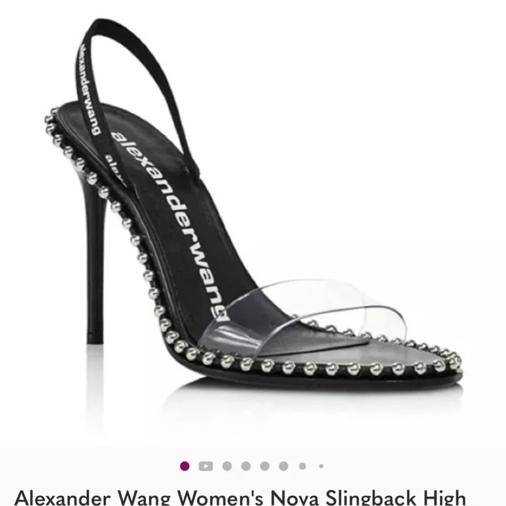 Alexander Wang Black and Silver Slingback Heels