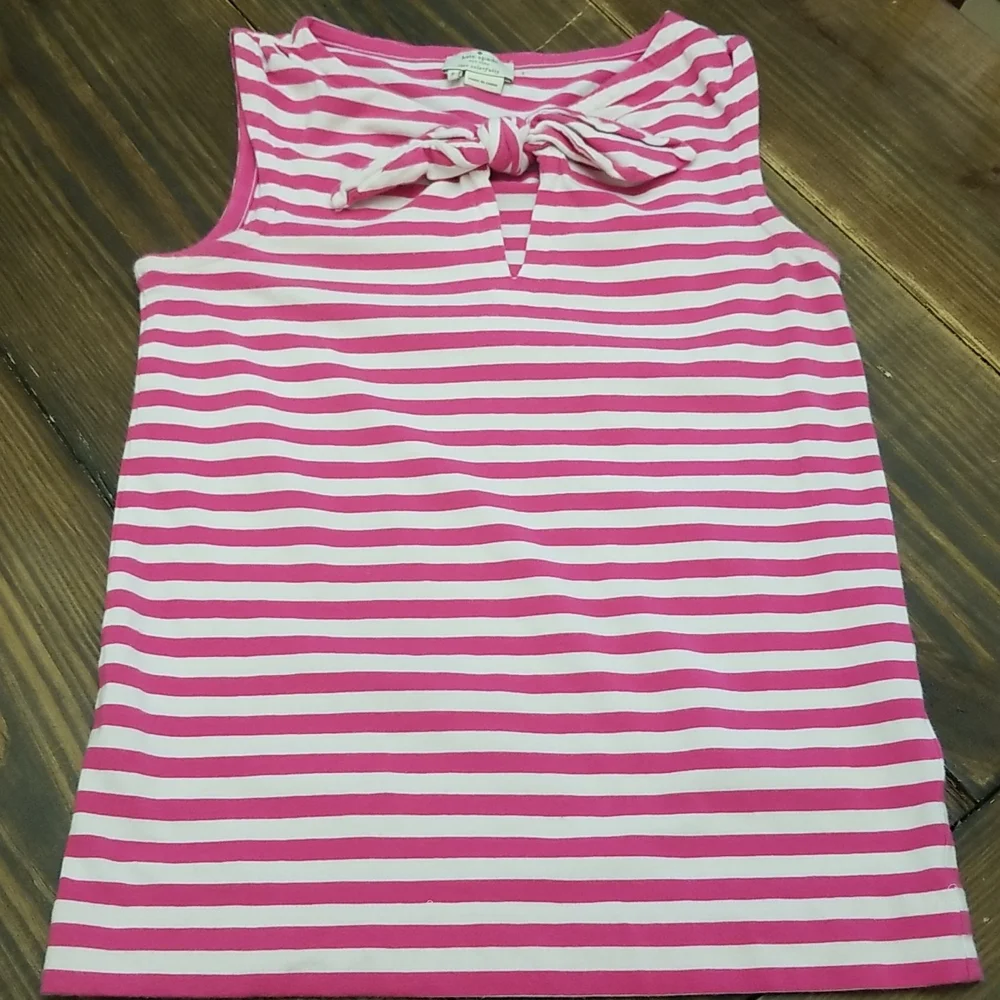 Kate Spade Pink White Striped Bow Tank Small