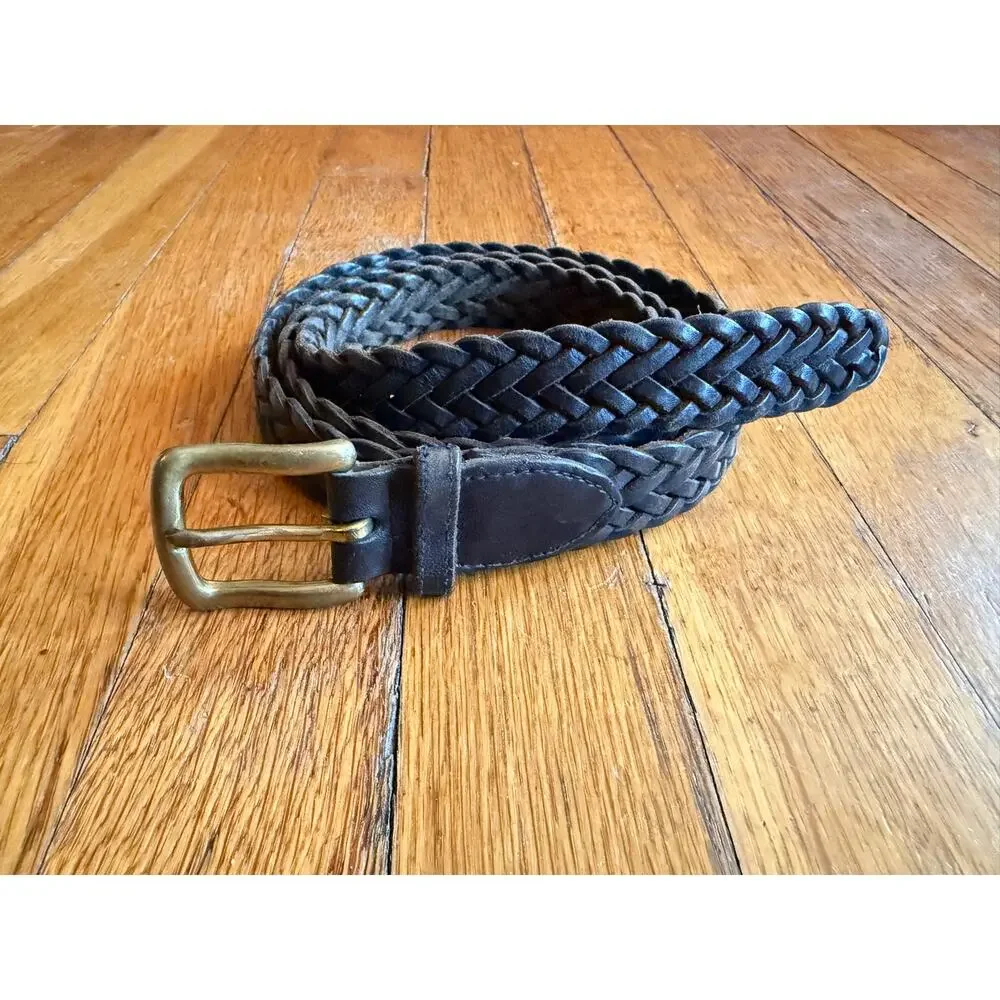 Dark Brown Braided Leather Belt Mens sz XL