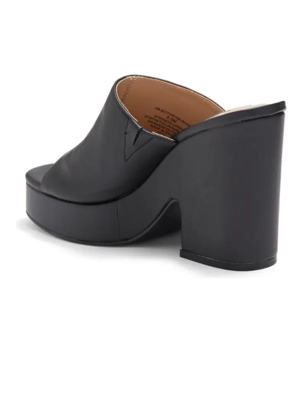 Steve Madden Black Leather Platform Open-Toe Mule