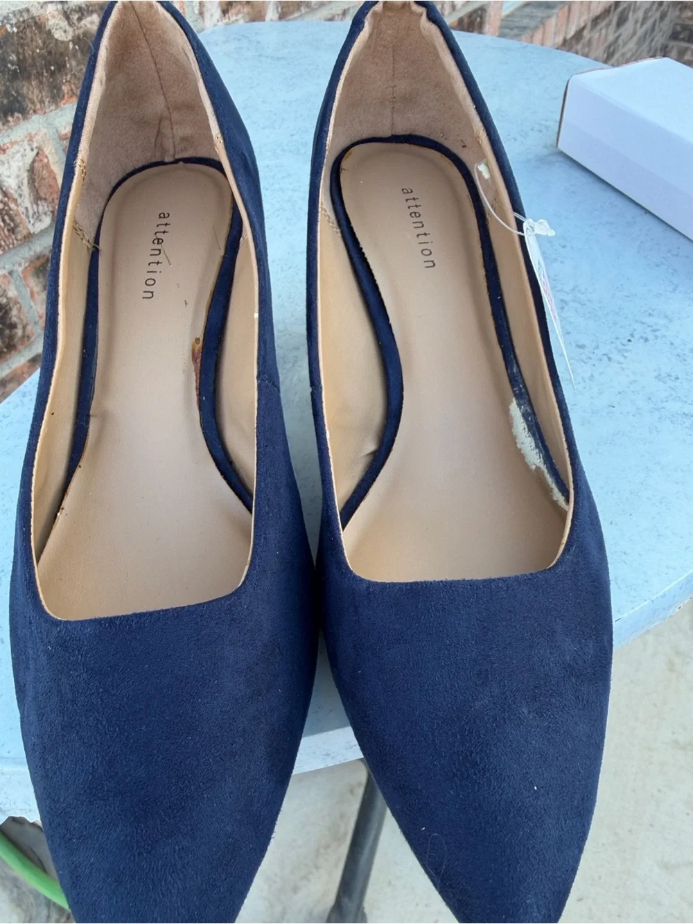 Attention Navy Suede Pointed-Toe Pumps